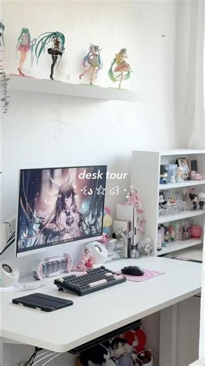 new desk tour 🍀 #desksetup #desktour #gamingsetup #animeroom #anime