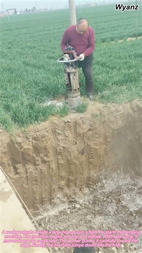 Jumping Tamping Machine Into a Hole | Rural Construction Work