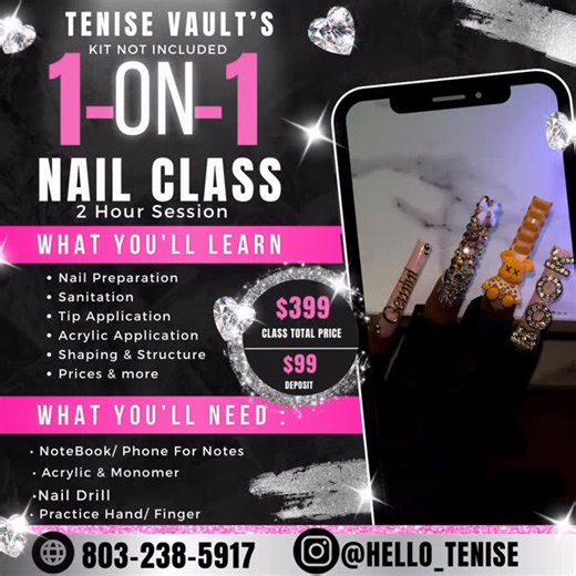 COLUMBIA,SC 🎀💕 | Hey Baby Sisters Make Sure You Sign Up For A 1 On 1 Nail Class ! 📚 IF YOUR OUT OF STATE & NEED A NAIL CLASS I DO OFFER VIRTUAL CLASSES... | Instagram