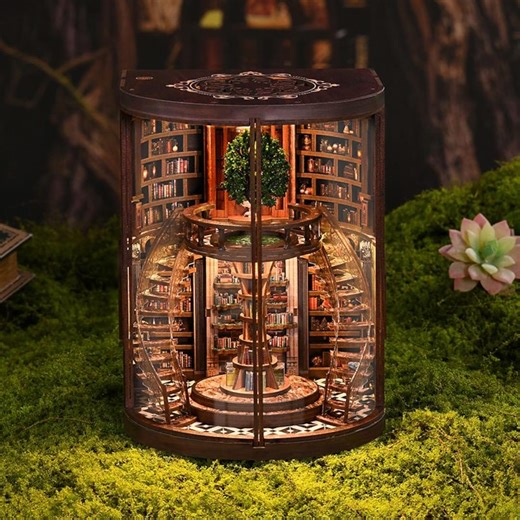 Wisdom Rings Book Nook Kit | 3D Wooden Miniature Library Bookshelf Decor (puzzle Gift) - Etsy