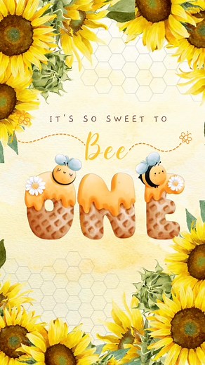 Bee Theme 1st Birthday Invitations