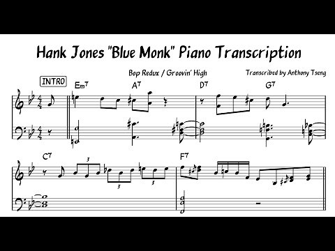 Hank Jones "Blue Monk" Piano Transcription
