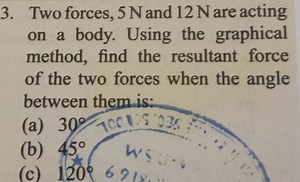 3. Two forces, 5 N and 12 N are acting on a body. Using the gra... | Filo