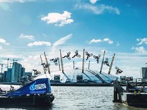 Daredevil Travis Pastrana Pulls Off World's First Barge-To-Barge Backflip Over The River Thames