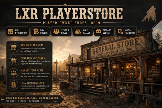🐺 LXR PlayerStore — Player-Owned Shops for RedM