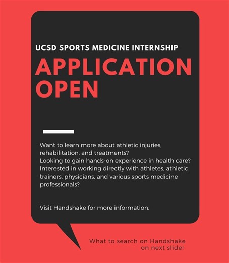 Sports Medicine Association at UC San Diego | 🚨UCSD SPORTS MEDICINE INTERNSHIP APPLICATION IS NOW OPEN🚨 Visit the Handshake app for more information! | Instagram