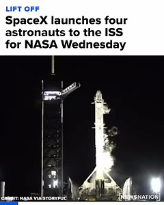 LIFT OFF: SpaceX launches four astronauts into orbit on Wednesday en route to the International Space Station (ISS) for NASA. Full story: https://trib.al/YHhJQ4X #SpaceX #NASA #ISS | NewsNation