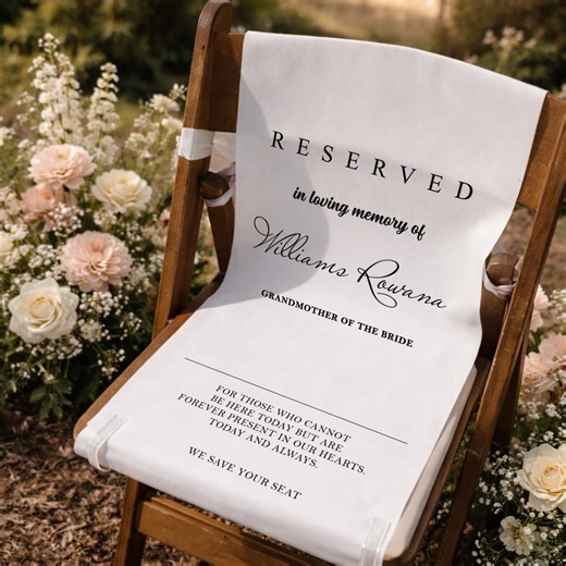 Reserved Memorial Wedding Fabric Chair Sign,memorial Chair Banner,in Memory of Loved Ones From Heaven,wedding Decor,canvas Sympathy Gift - Etsy