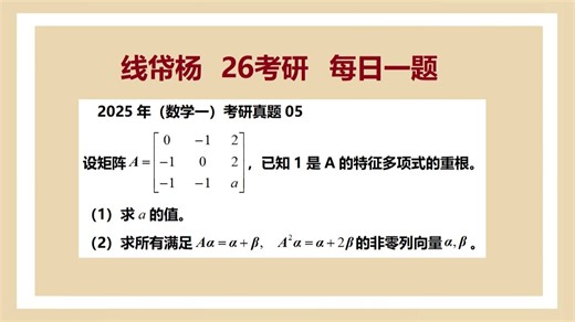 26考研每日一题037-25真题05-求满足Aα=α β的所有α和β