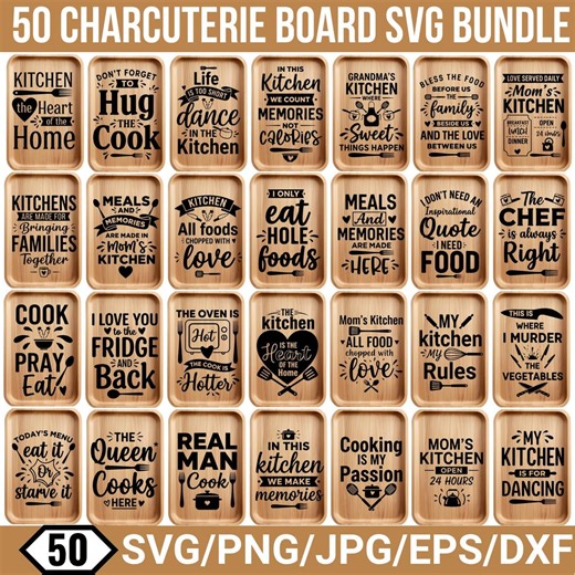 Charcuterie Board SVG Bundle, Kitchen Tray Svg, Funny Kitchen Quotes, Food Tray Svg, Cutting Board Svg, Baking Svg, Recipe Svg, for Cricut - Etsy