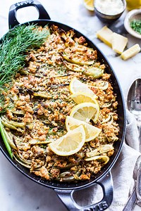 Roasted Fennel, Mushroom and White Bean Brown Rice Gratin | Vanilla And Bean