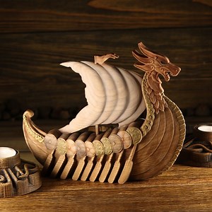 Wooden Viking Drakkar Dragon Boat Statue: Viking Mythology Decor - Etsy