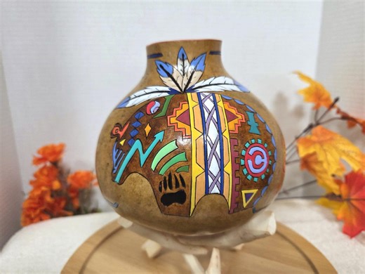 Puebloean Gourd Art: the Trilogy Depicting the Wolf, Fish and Eagle. - Etsy
