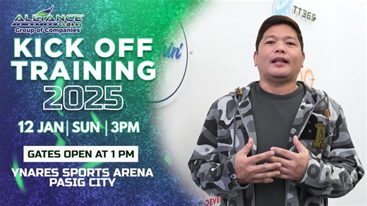 Training Specialist, AIM Global Group of Companies, Bong Asperin Invites you all to our Kick-Off Training 2025. Mark your calendar and secure your tickets today! Tag your team now! 𝐉𝐀𝐍𝐔𝐀𝐑𝐘 𝟏𝟐, 𝟐𝟎𝟐𝟓 | 𝐒𝐔𝐍𝐃𝐀𝐘 | 𝟑:𝟎𝟎 𝐏𝐌 𝐘𝐍𝐀𝐑𝐄𝐒 𝐒𝐏𝐎𝐑𝐓𝐒 𝐀𝐑𝐄𝐍𝐀 𝐎𝐥𝐝 𝐂𝐚𝐩𝐢𝐭𝐨𝐥 𝐂𝐨𝐦𝐩𝐨𝐮𝐧𝐝, 𝐒𝐡𝐚𝐰 𝐁𝐨𝐮𝐥𝐞𝐯𝐚𝐫𝐝 𝐏𝐚𝐬𝐢𝐠 𝐂𝐢𝐭𝐲 𝐓𝐢𝐜𝐤𝐞𝐭 𝐏𝐫𝐢𝐜𝐞: 𝐏𝐡𝐩 𝟐𝟓𝟎.𝟎𝟎 𝐆𝐚𝐭𝐞𝐬 𝐨𝐩𝐞𝐧 𝐚𝐭 𝟏:𝟎𝟎 𝐏𝐌 ***𝑇𝑖𝑐𝑘𝑒𝑡𝑠 𝑎𝑟𝑒 𝑎𝑣𝑎𝑖𝑙𝑎𝑏𝑙𝑒 𝑎𝑡 𝟑�