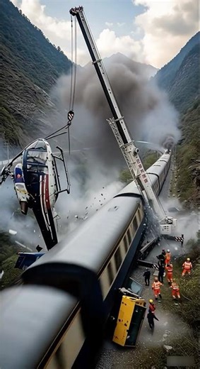 Helicopter Rescue Gone Wrong! Train Collision on Mountain Railway 🚨