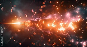 Rocket Engine Ignition Powerful and Hot Flames Burst out of the Nozzle after Initial Impulse