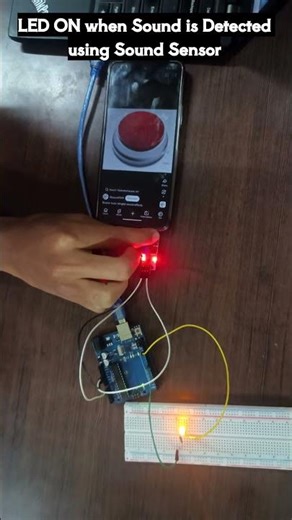 LED ON when Sound is Detected using Arduino Uno and Sound Sensor #shorts