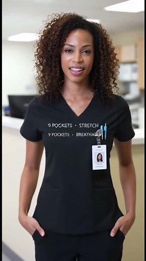 COZYFIT Women’s Medical Scrubs Set – V-Neck Top & Pants (9 Pockets)