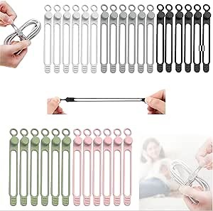 Data Cable Organizer, 2025 Upgrade Silicone Headphone Organizer, Silicone Cable Ties Reusable Cable Management Organizer Multipurpose Elastic Cord Organizer for Bundling and Fastening Cable (30Pcs)