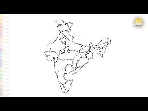 India full daetailed Map with states drawing easy | Outline art | How to draw India map step by step