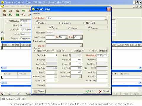Quantum Control Purchase Orders - Part 1