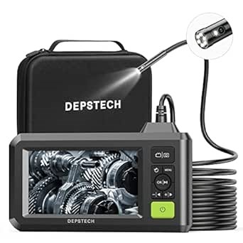 DEPSTECH Dual Lens Camera, Video Recording, 1080P HD Digital Shooting Camera with Light, 4.3'' Split-Screen Video Point Camera, 7.9 mm Waterproof Camera, 16.5ft Digital Camera with Carrying Case