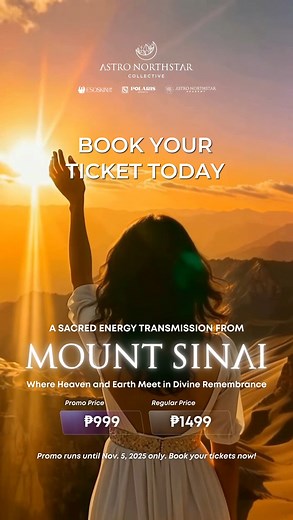 The Mountain That Spoke to Heaven ✨ They say Mount Sinai is where Heaven once touched Earth, where light descended… and remembrance began. This sacred frequency now calls to you through our Group Energy Healing Transmission, led by Ms. CA Marollano, channeled directly from Mount Sinai. 💫 Promo Energy Exchange: ₱999 until Nov 5 only 📩 Comment “ticket” below and we’ll reach out with details. #AstroNorthstarCollective #MountSinaiEnergy #SacredTransmission #ANSCEvents | Astro Northstar Collective