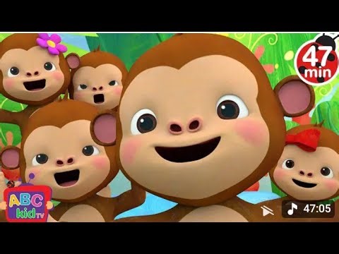 "🌳🎶 5 Little Monkeys Jumping on the Tree | Fun Nursery Rhyme for Kids! 🐒✨"