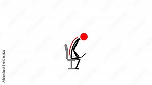 correct posture. sit properly while working with a laptop. medical advice. 4K video illustration.