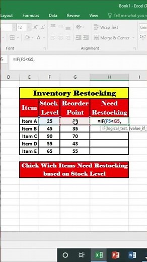 Inventory Restocking Formula in Excel | Auto Reorder Point & Stock Management Tutorial