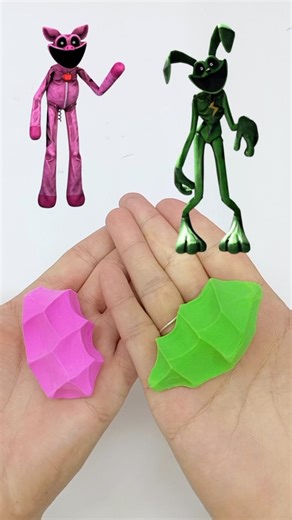 satisfying purple and green color mixing for unique clay characters #colormix #satisfying
