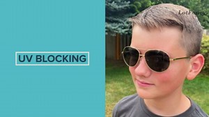 LotFancy Aviator Sunglasses for Kids Girls Boys Age 3-12, with Case, UV Protection,Green