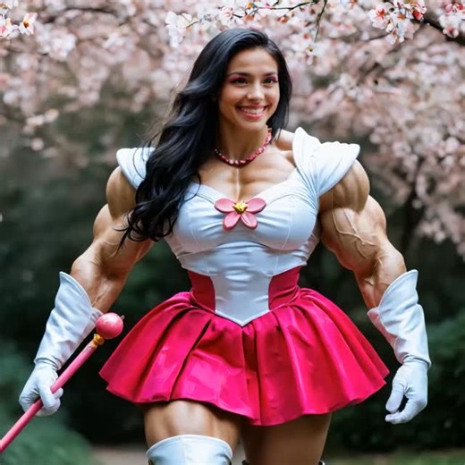 Fbb Growth on Instagram: "Monday motivation: Cosplay edition 🌸💪 When you bring REAL muscle to the costume. Who says you can't be cute AND massive? Drop your favorite cosplay character below! 👇 #MondayMotivation #CosplayMuscle #FBB #AICreated #MuscularWomen #FemaleMuscle #CosplayFitness #MuscleGirl #AnimeMuscle #StrongWomen #PowerfulCosplay"
