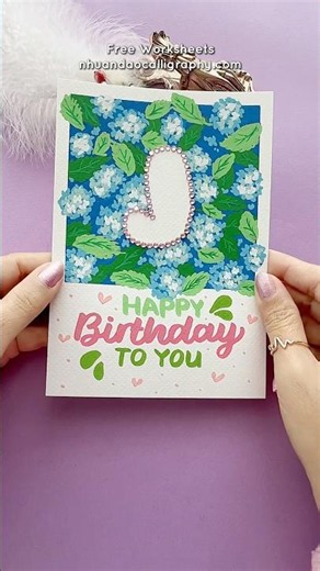 DIY Letter J Birthday Card With Floral Pearl Art