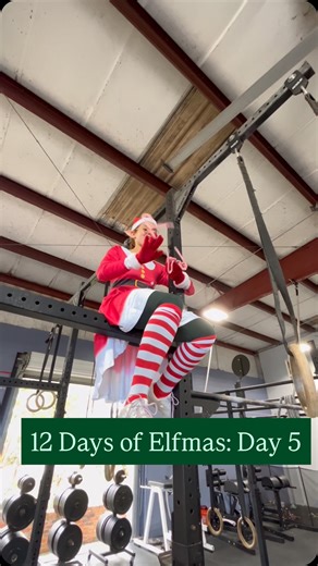 On the fifth day of Elfmas, the elf found the highest point in the gym and decided it belonged to her. From the top of the rig, she made it rain candy canes. No questions. No explanations. Elfmas continues. 🎄 #TANElfmas #RigGoblin #CrossFitToughAsNails #GymElf #CrossFitHumor #GymChaos #CrossFitCommunity #HolidayVibes | Crossfit Tough As Nails