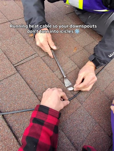 Gutter Guys Plus on Instagram: "Getting ahead of winter one wire at a time ❄️ Heat cables help keep gutters and downspouts flowing so ice doesn’t back up into your roof. Thinking about winter prep for your home? Send us a message and we’ll take a look 👀 #heatingwires #gutters #downspouts #winter"