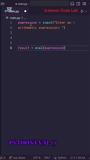 6.7K views · 104 reactions | Python Eval( ) function 👨🏾‍💻 | James Code Lab | Facebook