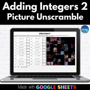 Adding Integers #2 Digital Picture Unscramble using Google Sheets