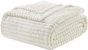 Nestl Microfiber White Throw Blanket, 50x60 inches, Lightweight Cut Plush, Fuzzy Blankets and Throws for Sofa, Bed Fleece Throw Blankets, Soft, Cozy, Breathable, Machine Washable