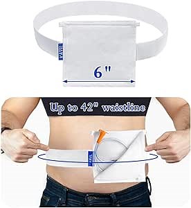Feeding Tube Belt Holder Supplies Peritoneal Dialysis G Tubing Protective Belt Pouch G/Peg/J Catheter Abdominal Protector Cover Accessories for Adult, Women, Men 6" * 6" (Large Size)