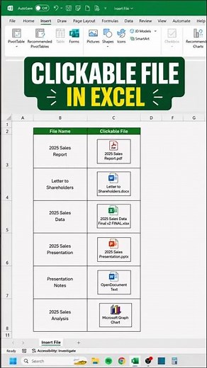 Clickable Files Inside Excel?! 🤯 #excel #hacks
