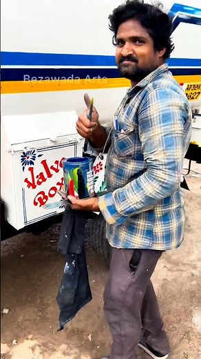 Free Hand Paint Art Magic on Truck 🔥 | Amazing Indian Truck Art #viral #shorts #art