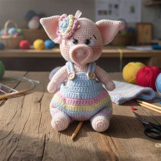PDF Crochet Pattern: Amigurumi Pig in Overalls - Cute Pink Toy - Etsy Australia