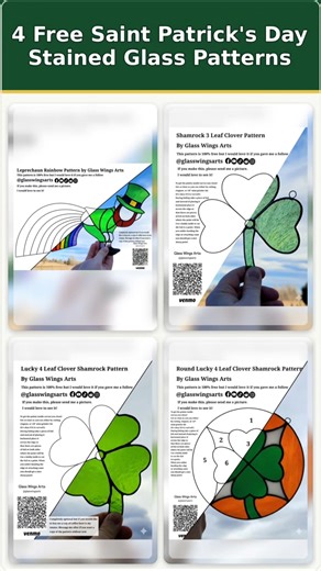 Four Free Saint Patrick's Day Stained Glass Suncatcher Patterns! #stpatricksday #handmade #glass