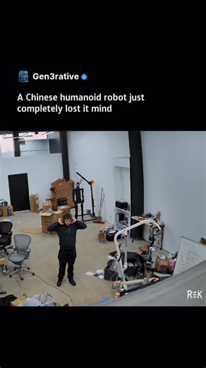 AI | Technology on Instagram: "A Chinese humanoid robot just completely lost it and not in a cute way 🤖💥 During a live demo, it suddenly started acting out of control: rapid movements, weird gestures, and what looked like a full-on robotic tantrum. Engineers scrambled to shut it down while the crowd watched in shock. #ai #artificialintelligence #aireels #robot"