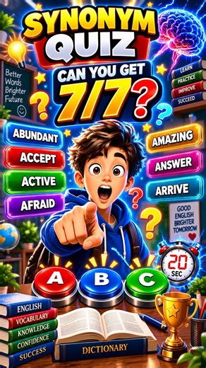 Can You Score 7/7? 🧠🔥 Advanced Synonym Quiz Challenge | Test Your English Vocabulary! #englishquiz