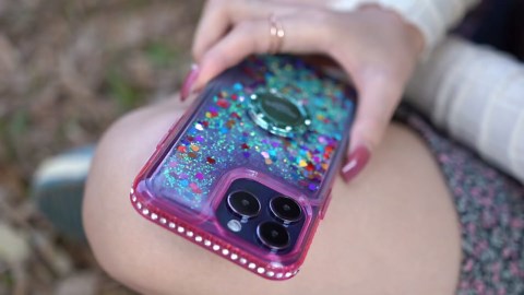 Silverback for Moto G Stylus 5G 2024 Case, Moving Liquid Holographic Sparkle Glitter Case with Kickstand, Girls Women Bling Diamond Ring Slim Protective Case for Motorola G Stylus 5G (2024), Purple