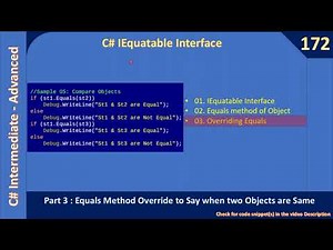 C# IEquatable | Part 3 - Overriding Equals Method | C# Advanced #172