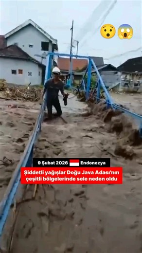 İklim Cerberus on Instagram: "9 Şubat 2026 Endonezya Şiddetli yağışlar Doğu Java Adası'nın çeşitli bölgelerinde sele neden oldu. Taşan nehirler nedeniyle üç köy sular altında kalmıştır. Su evlerin içine kadar girdi. Herhangi bir can kaybı yaşanmadı. Yetkililer, olası taşkınlar nedeniyle bölge sakinlerini dikkatli olmaya çağırdı."