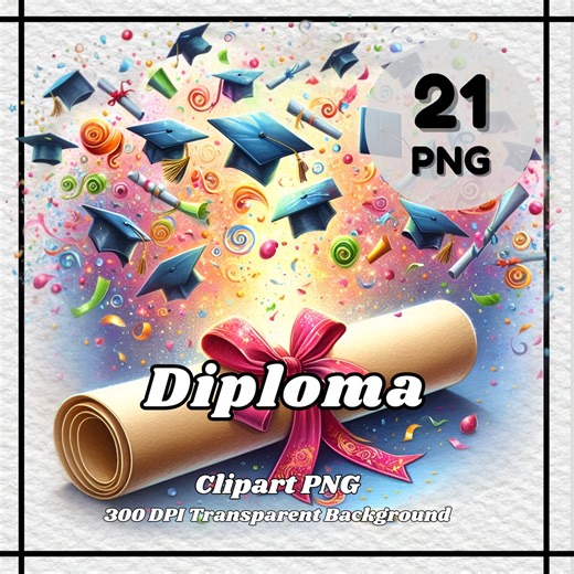 Diploma Clipart – 21 PNG Files, Transparent Background (digital Download) - Etsy Canada
